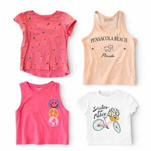 Old Navy (Lot of 4) Girls Shirts Graphic Tee Tank Tops Pink White Size M (8)